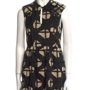 Co. Embroidered/Crochet Applique Black Midi Sleeveless Collared Dress S $1,100